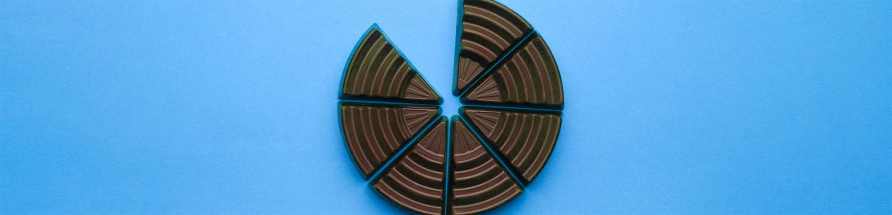 Ett cirkeldiagram gjort av choklad.